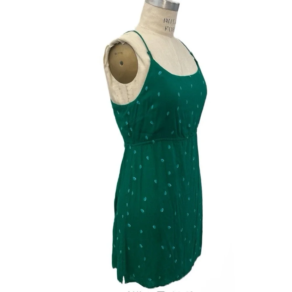 Intimately Free People Green Polka Dot Mini Dress 100% Rayon‎ Women's Size S